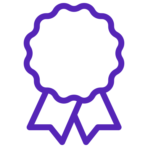 Award medal badge with ribbon tails