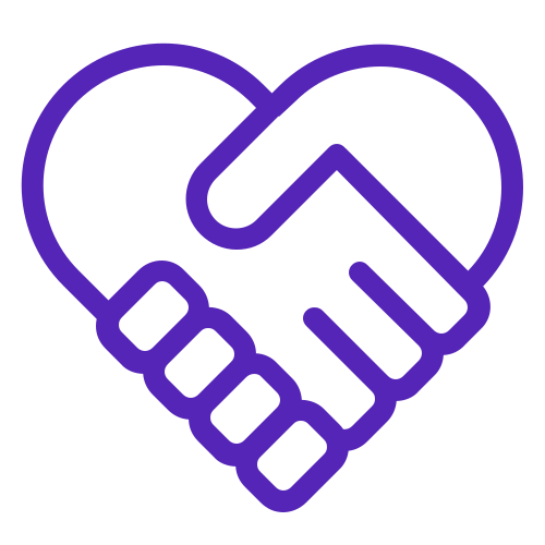 Two hands clasped in a handshake forming a heart shape