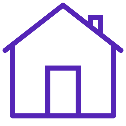 Simple house outline with a door and chimney