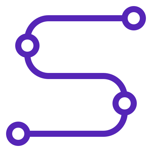 Winding path connecting four dots