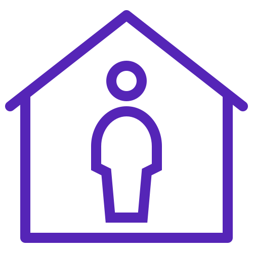 House outline with a person inside