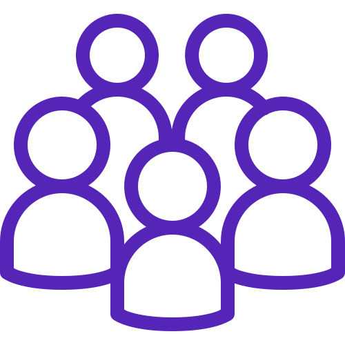 Five people clustered together