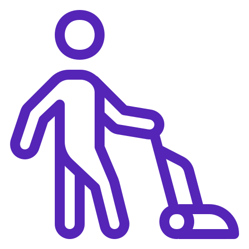 Person pushing a vacuum cleaner